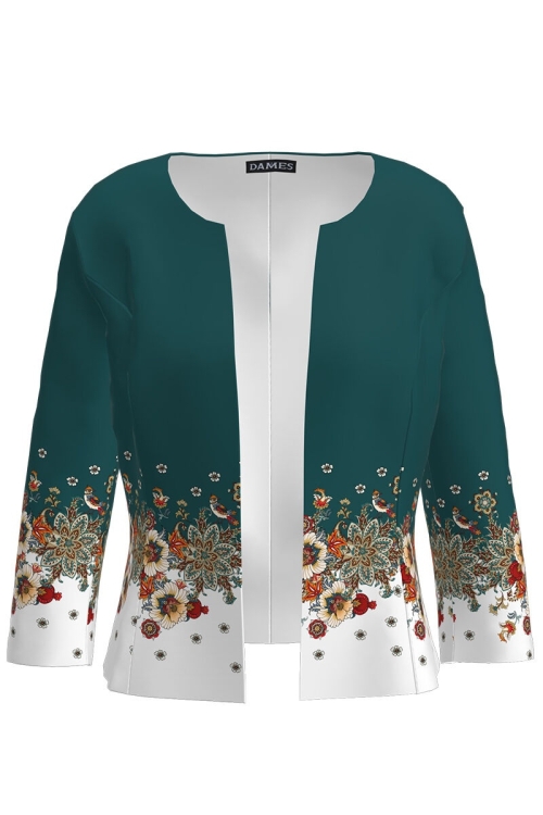 Sacou cambrat verde imprimat cu model floral CMD1311 - Img 2