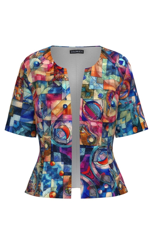 Sacou de vara cu maneca scurta imprimat multicolor SS24 - Img 2
