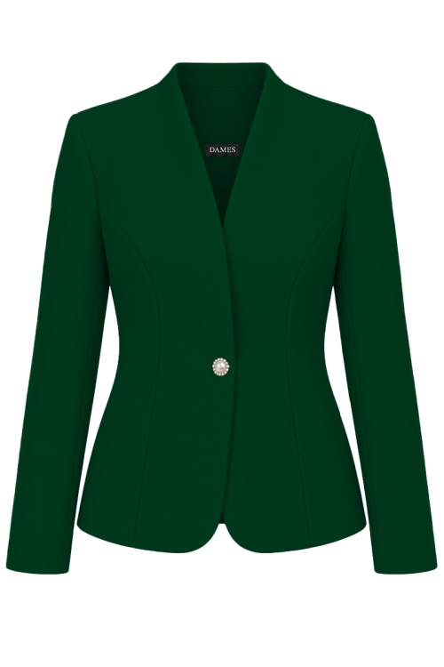 Sacou elegant cambrat din stofa groasa verde Noemi