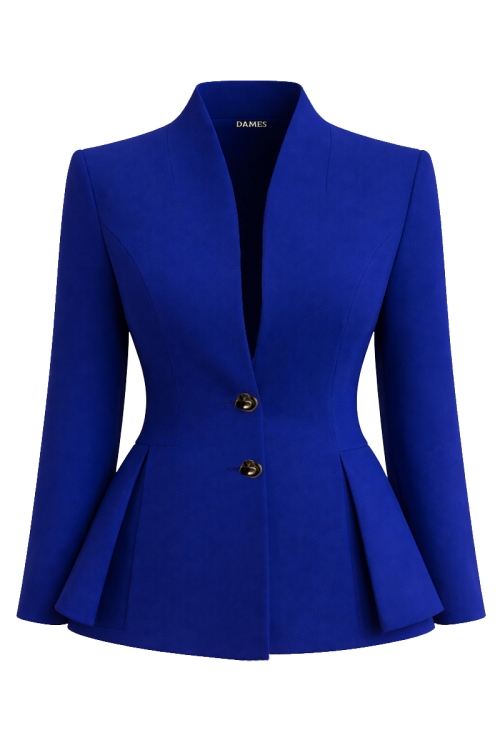 Sacou elegant cu guler inalt albastru Tivoli