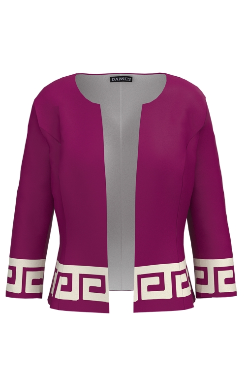 Sacou fucsia cambrat imprimat cu model Aztec
