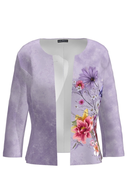 Sacou lila cambrat imprimat cu model floral CMD2644 - Img 2