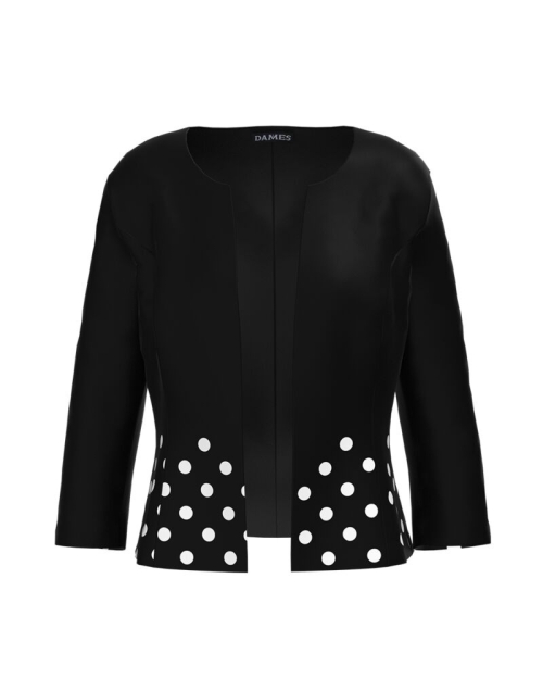 Sacou negru cambrat imprimat buline CMD1821