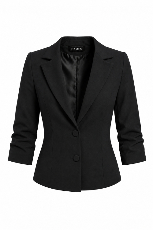 Sacou negru elegant cu maneca incretita