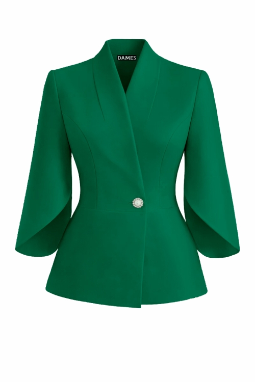 Sacou verde deschis elegant cu maneci trei sferturi asimetrice