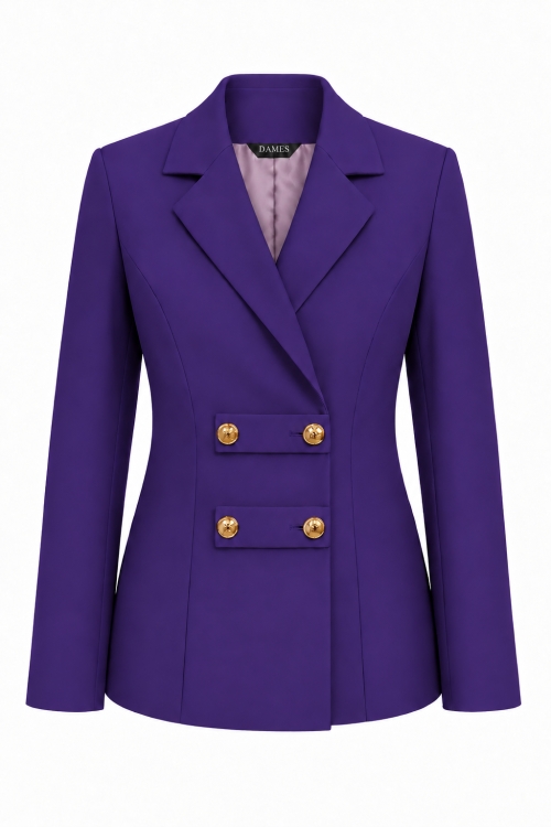 Sacou violet cambrat cu design in stil military