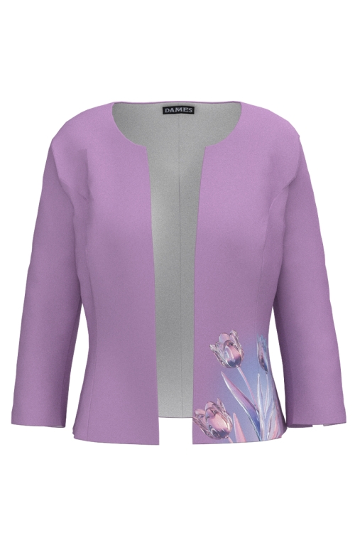 Sacou violet cambrat imprimat lalele de cristal SS25