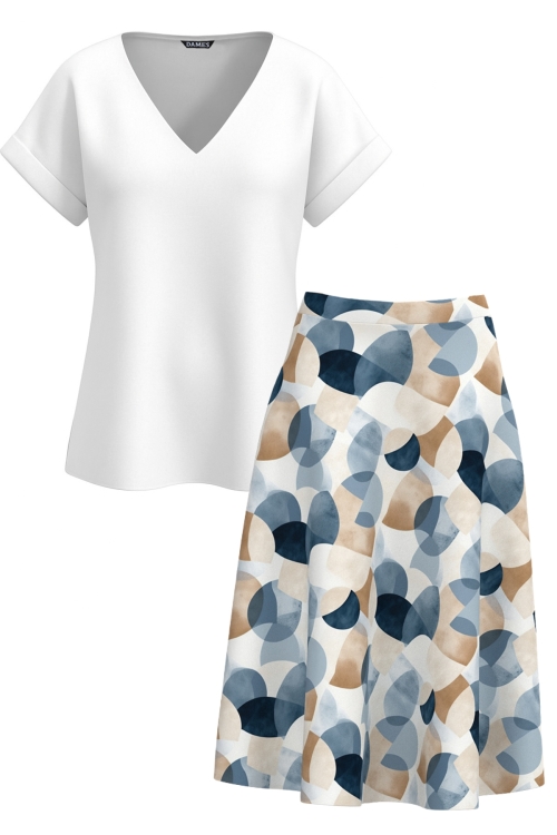 Set dama bluza maneca raglan si fusta clos