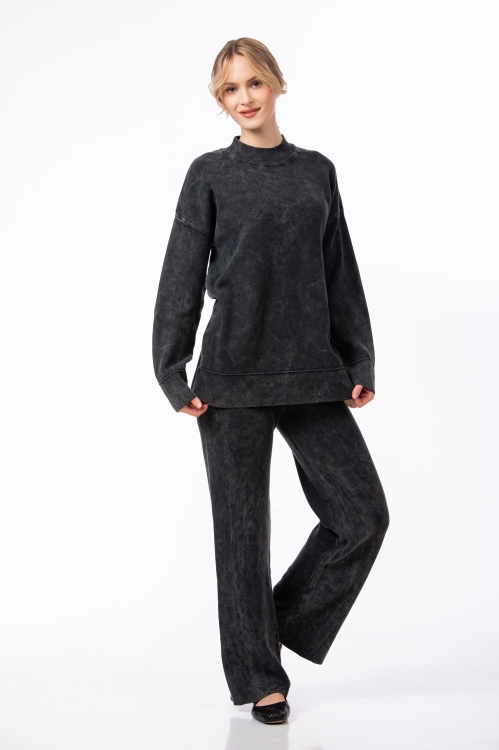 Set dama negru cu pantaloni drepti si bluza lejera - Img 3