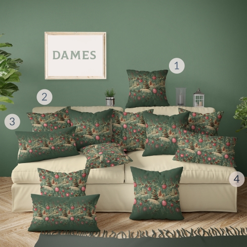 Set fete de perna decorative Craciun imprimate ramuri de brad AW24 - Img 1
