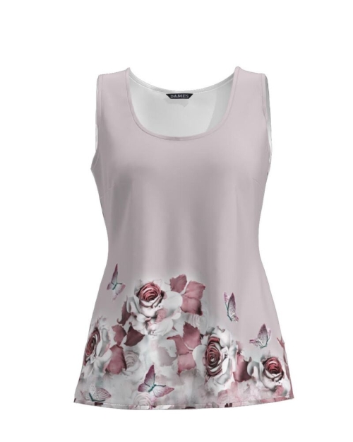 Top casual lila imprimat cu model floral CMD789