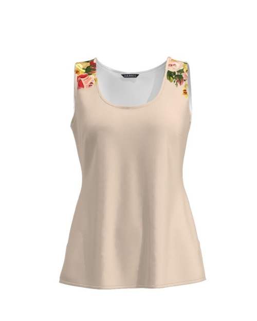 Top casual nude imprimat cu model Trandafiri CMD779