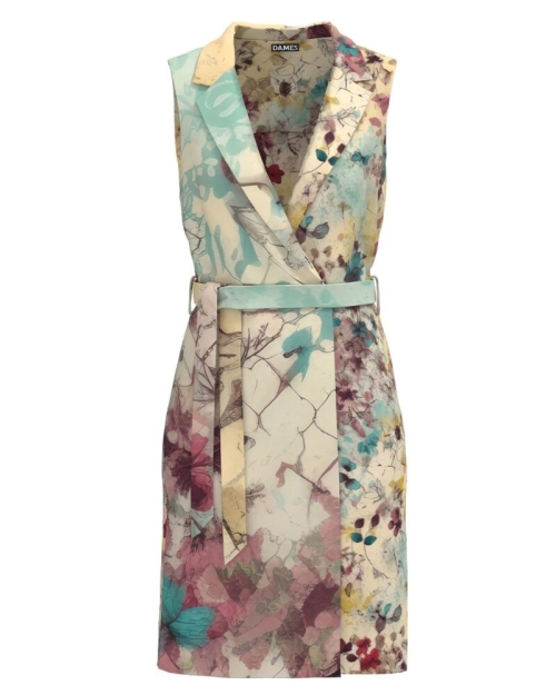 Vesta cu revere si buzunare imprimata floral multicolor CMD4823