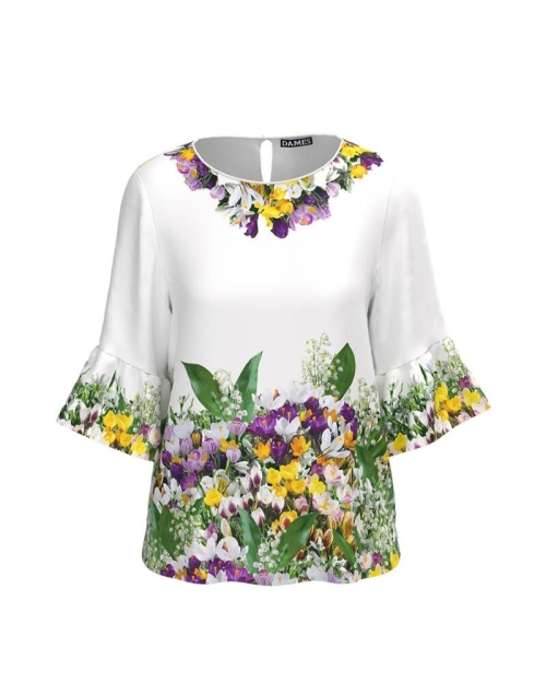 Bluza alba imprimata cu model floral Branduse CMD4379