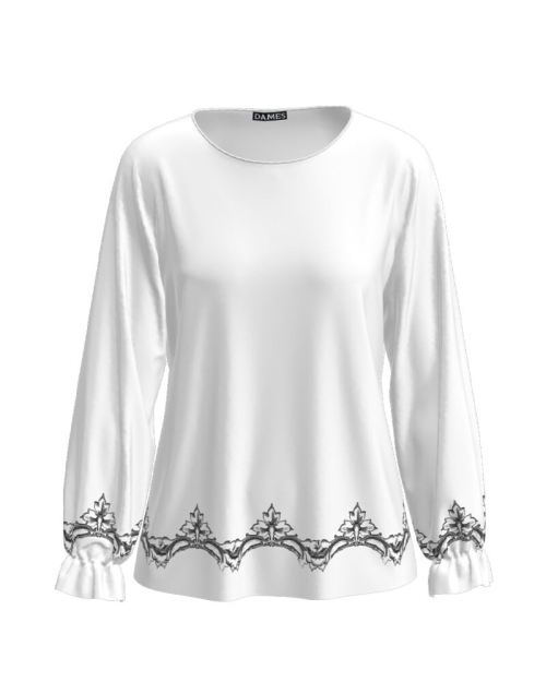 Bluza alba imprimata cu model floral CMD2248