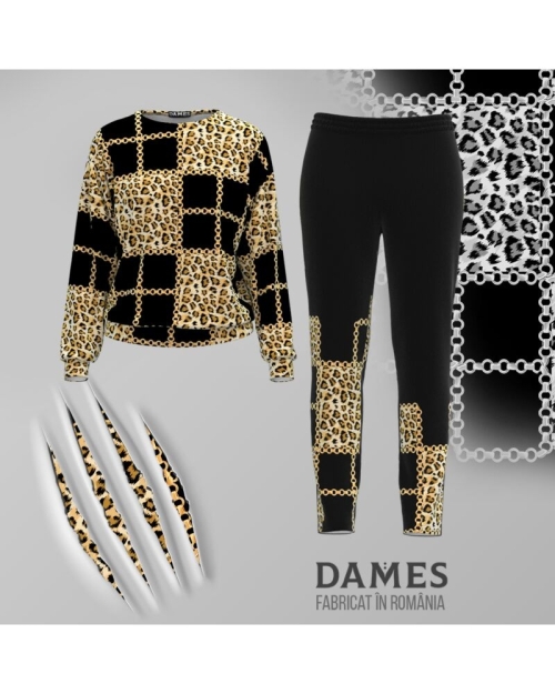 Bluza animal print tip hanorac din catifea CMD1387 - Img 2