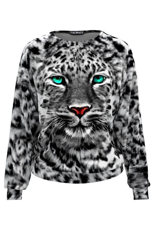 Bluza animal print tip hanorac din catifea CMD4738 - Img 2