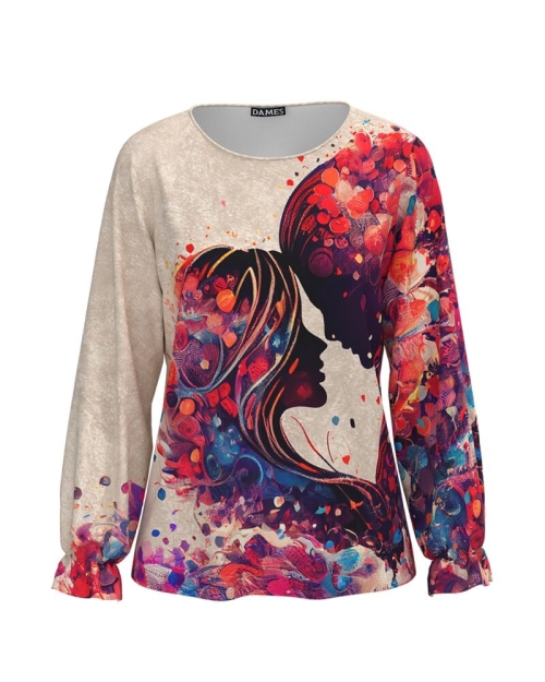 Bluza bej imprimata cu model Love CMD3855