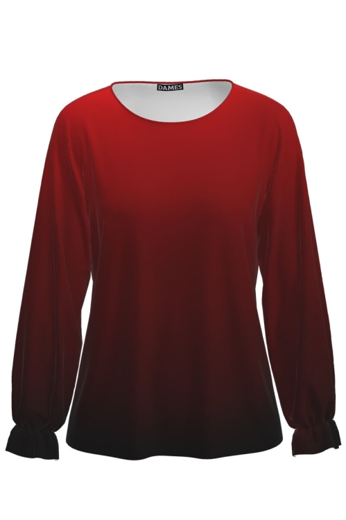 Bluza cu maneca lunga imprimata degrade rosu grena CMD1812 - Img 2