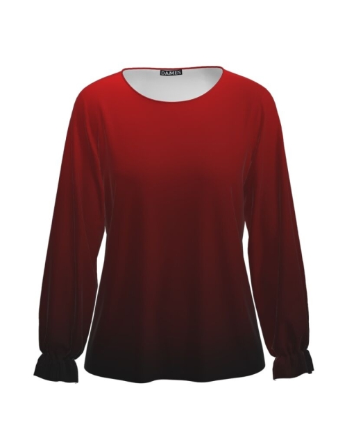 Bluza cu maneca lunga imprimata degrade rosu grena CMD1812 - Img 1