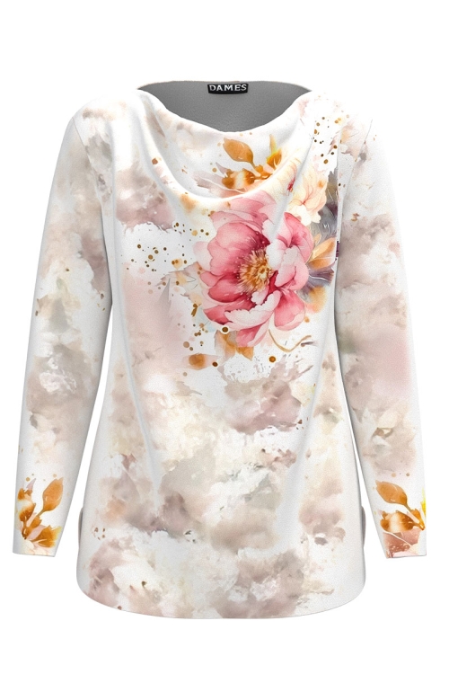 Bluza din catifea cu imprimeu bujori