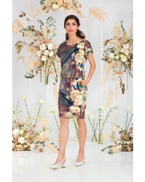 Bluza din catifea cu imprimeu digital si maneca scurta CMD655 - Img 2