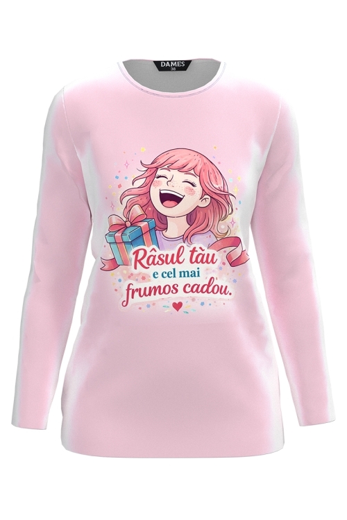 Bluza din catifea cu mesaj Fericire
