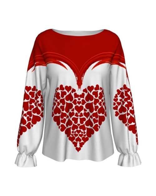 Bluza imprimata digital Red Hearts - Img 1