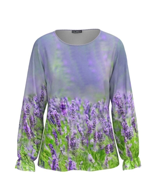 Bluza in nuante de lila imprimata cu model Lavanda CMD4498