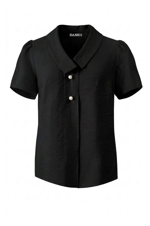 Bluza lejera neagra din vascoza cu maneca scurta