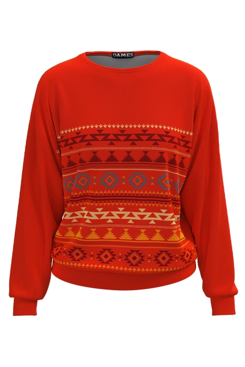 Bluza tip hanorac din catifea cu imprimeu Aztec