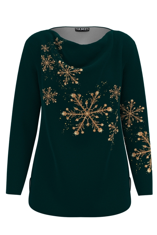 Bluza verde din catifea cu imprimeu stelute AW24