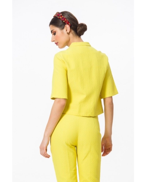 CAPA CASUAL GALBENA JACQUARD CU MANECA SCURTA DM1403 - Img 4
