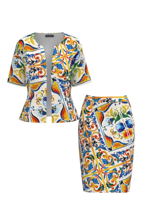 Costum dama imprimat multicolor