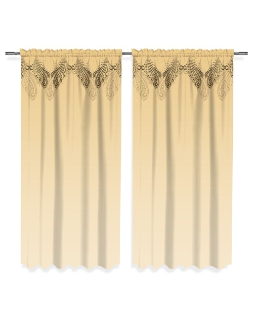 Draperie bej din satin imprimata cu model floral CMD1888 - Img 2