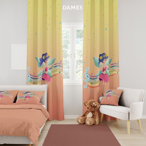 Draperie camera copii in degrade din satin imprimata cu model Printesa Fluturas CMD2012 - Img 3
