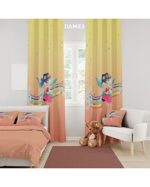 Draperie camera copii in degrade din satin imprimata cu model Printesa Fluturas CMD2012 - Img 1