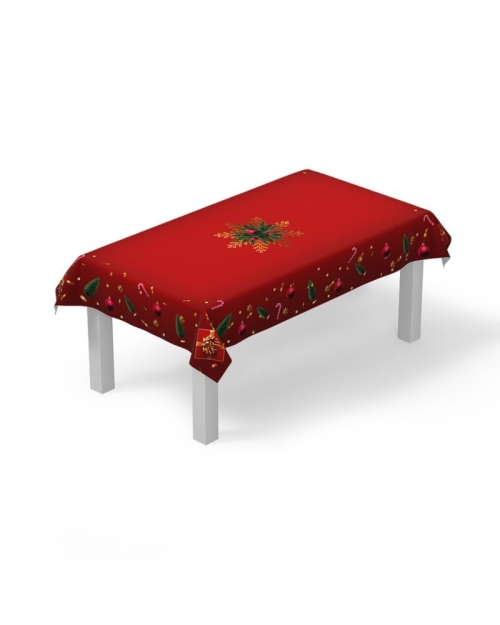 Fata de masa Craciun rosie din satin imprimata Decoratiuni CMD3601 - Img 2