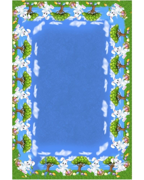 Fata masa de Paste bleu din satin imprimat CMD2458 - Img 3