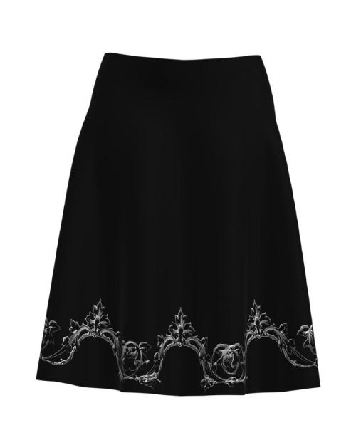 Fusta clos neagra imprimata cu model floral CMD1674