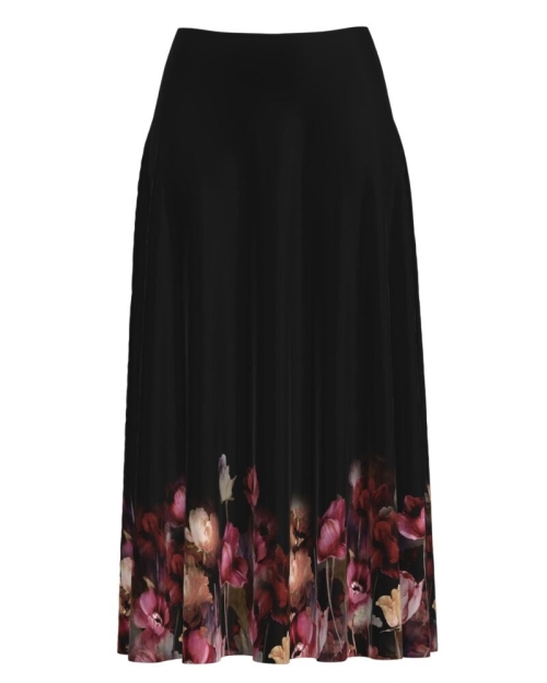 Fusta clos neagra imprimata cu model floral CMD1861