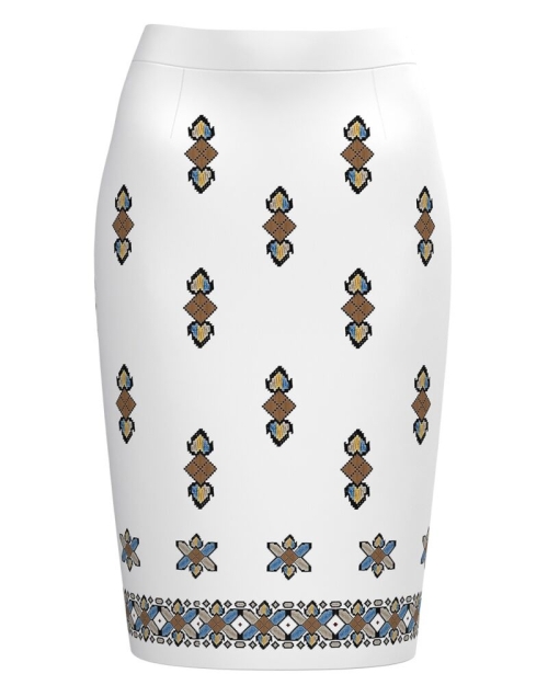 Fusta conica alba imprimata cu model Traditional CMD4339