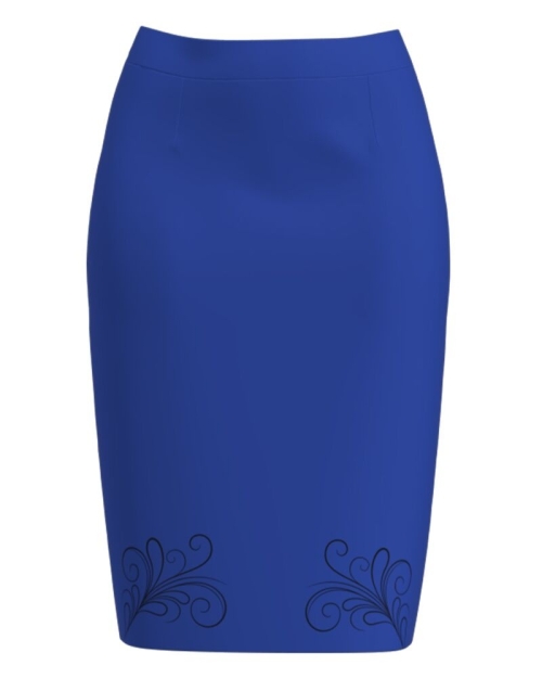 Fusta conica albastra imprimata cu model Floral CMD3176
