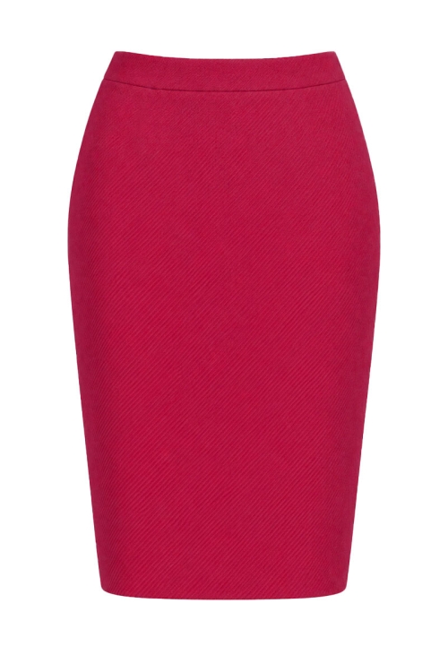 Fusta conica fucsia din stofa groasa Noemi