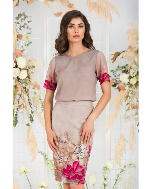 Fusta conica imprimata cu model floral CMD587 - Img 2