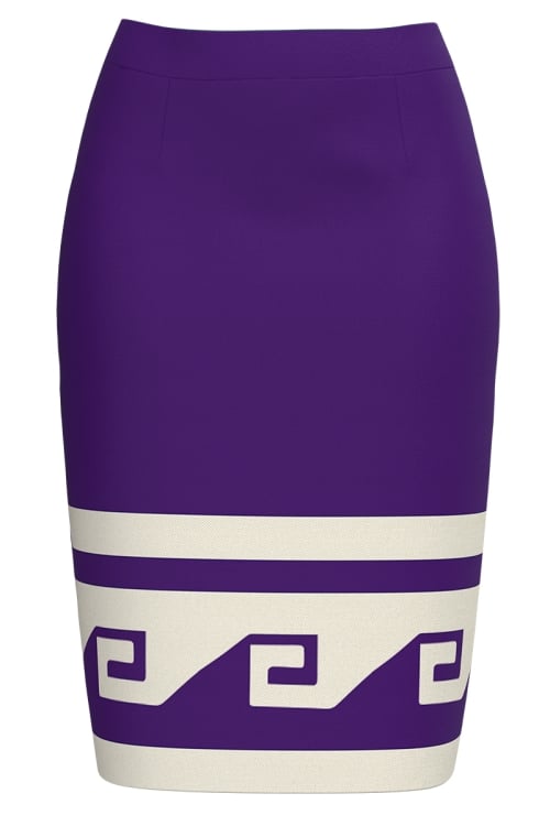 Fusta conica violet imprimata cu model Aztec