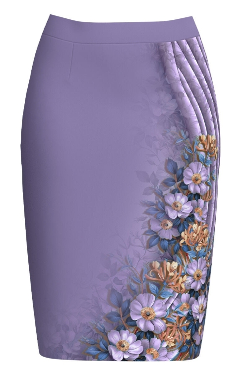 Fusta conica violet imprimata cu model floral CMD3933 - Img 2