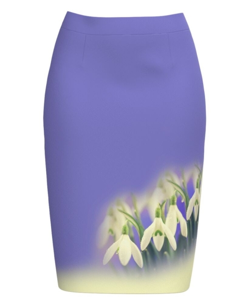 Fusta conica violet imprimata cu model ghiocei CMD1929