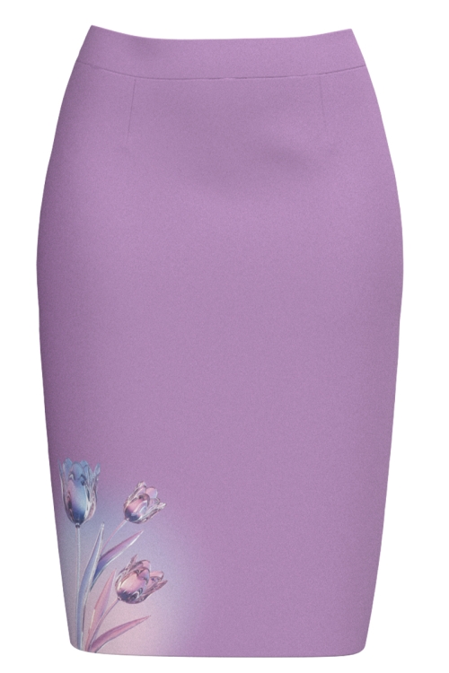 Fusta conica violet imprimata lalele de cristal SS25