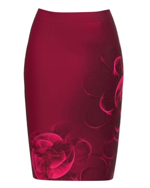 Fusta conica Viva Magenta imprimata cu model floral CMD3673 - Img 1